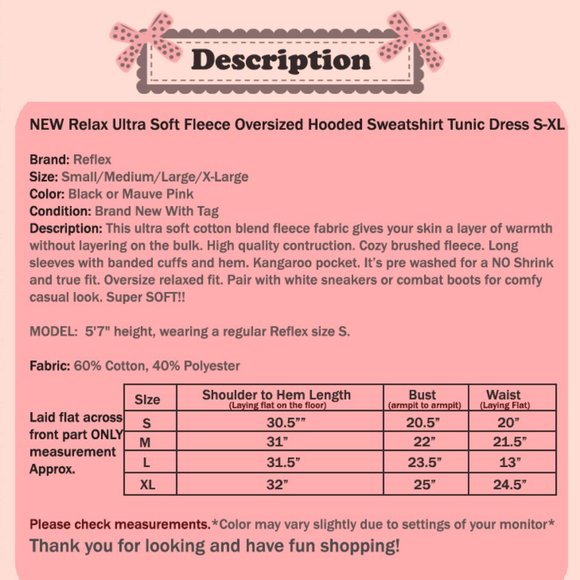 NEW Cream Hoodie Hooded Long Sleeves Ultra SOFT Cozy Long Sweatshirt Tunic Dress - Picture 8 of 8